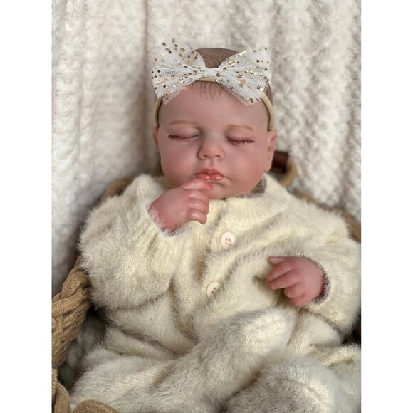 🆕 Reborn Baby Doll Cream Hand Painted Hair Asleep Cuddly Body Premie Xmas Gift - Picture 5 of 7